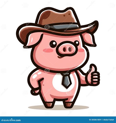 Cute Adorable Pig Giving Thumbs Up Cartoon Character Vector