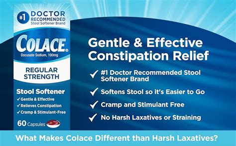 Colace Regular Strength Stool Softener 100 Mg Capsules 60