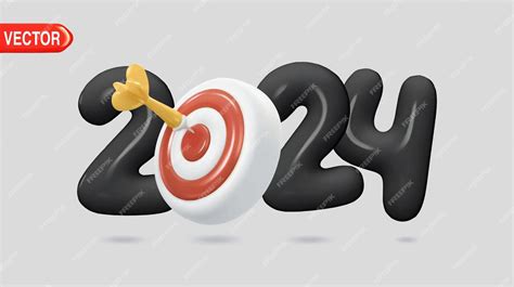 Premium Vector New Year Realistic Target And Goals With Symbol Of