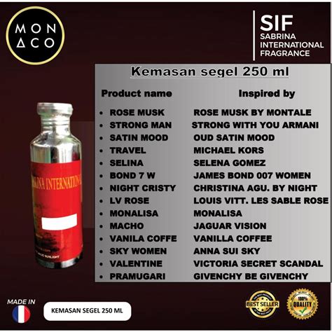 Jual BIBIT PARFUM KEMASAN SEGEL 250 ML BY SIF ASLI 100 Shopee