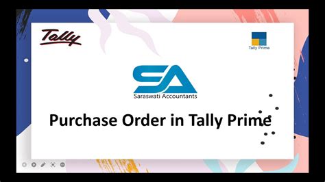 Purchase Order Processing In Tally Prime Youtube