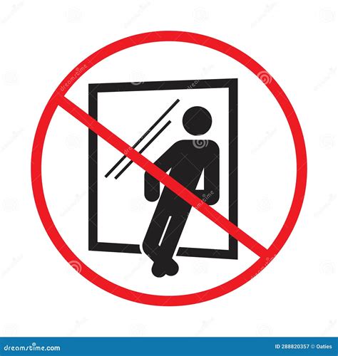 Do Not Lean On The Glass Warning Prevention Sign Vector Background