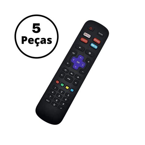 Kit 5 Controle Remoto Compatível Tv Philco Roku Smart FBG Controle