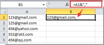 How To Add Comma At End Of Cell Text In Excel