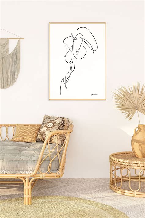 Printable Nude Woman Line Drawing Art Gallery Wall Decor Body Etsy