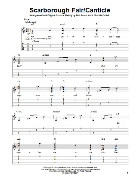 Scarborough Faircanticle By Simon And Garfunkel Easy Guitar Tab Guitar Instructor