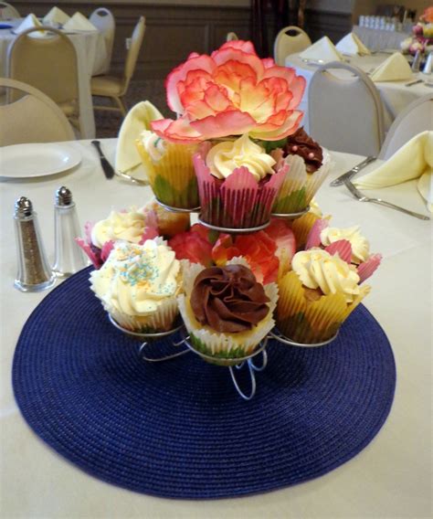 Cupcake Centerpiece For Bridal Shower Doubled As Centerpiece And Dessert For Guests A Hugh Hi