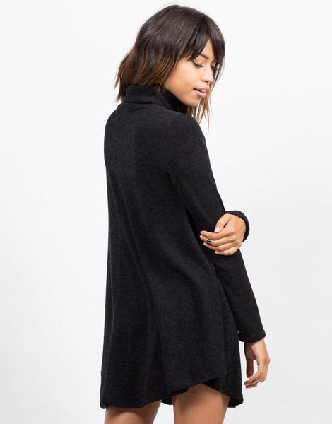 Turtleneck Knit Swing Dress Black Dress Day Dress 2020ave