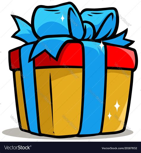 Cartoon shiny yellow present gift box Royalty Free Vector