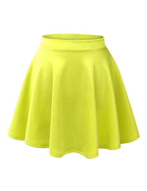 Mbj Wb211 Womens Basic Versatile Stretchy Flared Skater Skirt Xl Neon