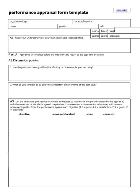 Appraisal Form Template Pdf Business