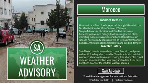 Heavy Rain and Flash Floods in Morocco Through March 3 - SafeAbroad