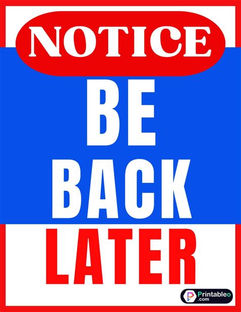 25printable Be Back Soon Sign Download Free Pdfs