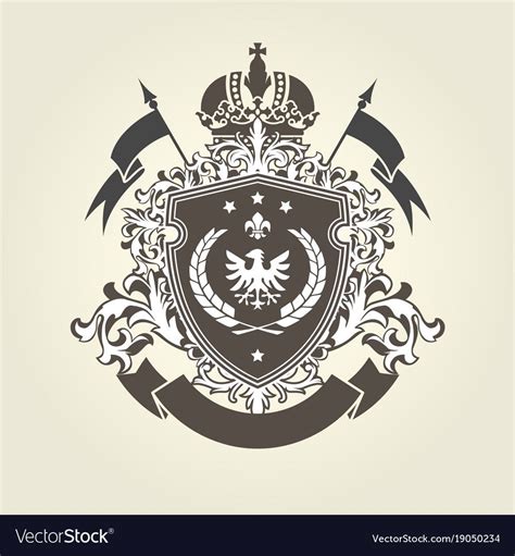 Coat Of Arms Heraldic Royal Emblem Shield With Crown And Laurel Wreath Heraldic Vector Template