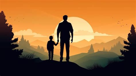 Premium AI Image | A silhouette of a man and a child holding hands ...