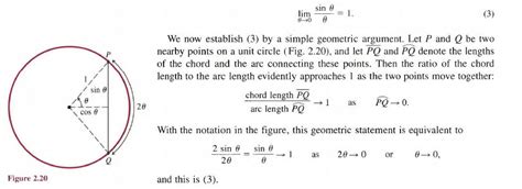 calculus - Why does the ratio of a chord and arc PQ in this unit circle approach 1 as PQ ...