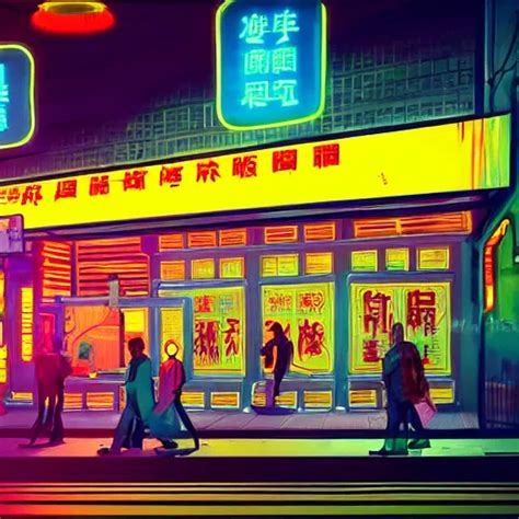 Cyberpunk Street Corner At Night With Neon Signs In Stable Diffusion