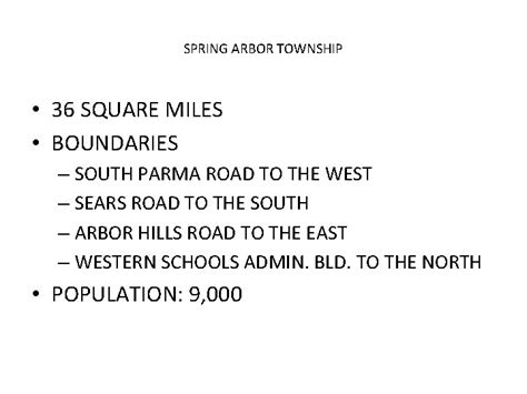 Spring Arbor Township Spring Arbor Township 36 Square