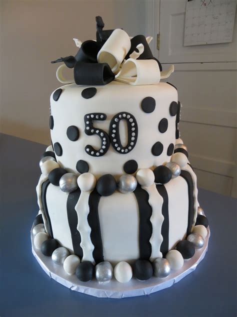 50th Birthday Cake 50th Black And White Birthday Cake Birthday