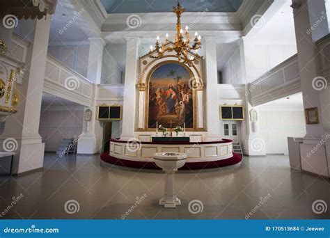 Interior Of The Old Church Vanha Kirkko In Helsinki Finland Stock