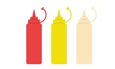 Premium Vector Set Of Multicolor Sauce Bottle Clipart Red Yellow