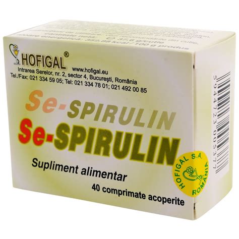 Spirulina 1000mg 40 Comprimate Hofigal Farmacia Tei Online