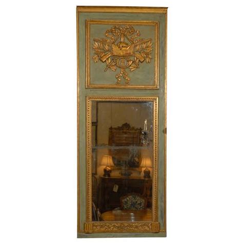 Louis XVI Period Parcel Gilt And Painted Trumeau Mirror Circa 1780