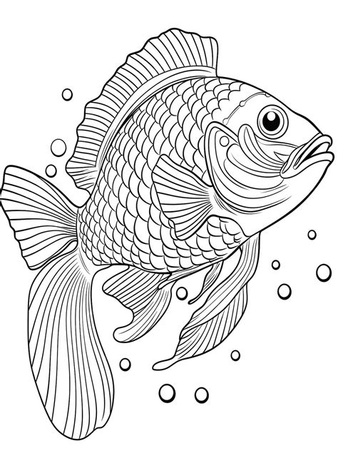 Premium Photo | Fish Coloring Page Fish Line Art coloring page Fish ...