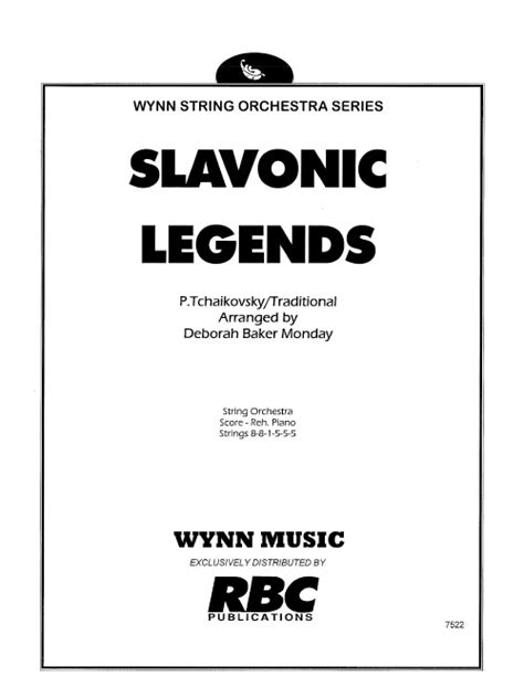 Slavonic Legends Full Score Rbc Music