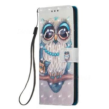 Sweet Gray Owl D Painted Leather Wallet Case For Samsung Galaxy A