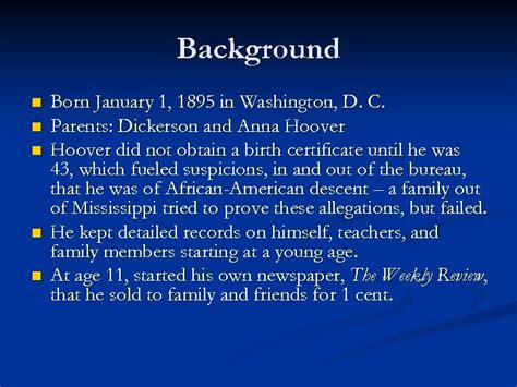 J Edgar Hoover 1895 1972 Background N