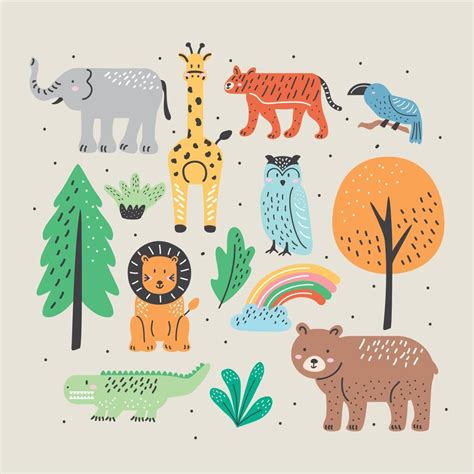 animals doodle pattern 11123854 Vector Art at Vecteezy