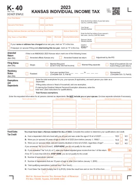 2023 2025 Form KS DoR K 40 Fill Online Printable Fillable Blank