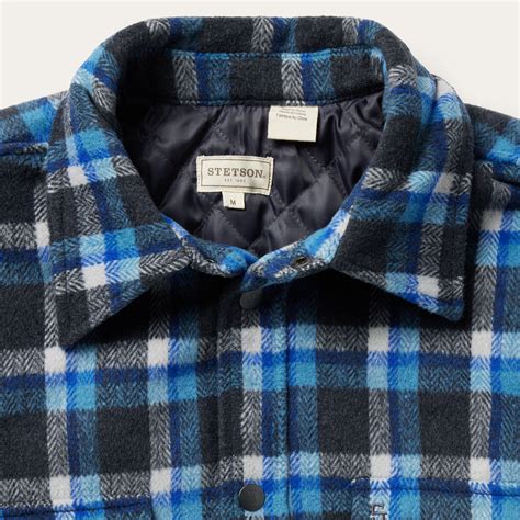 Blue Plaid Quilted Shirt Jacket Stetson