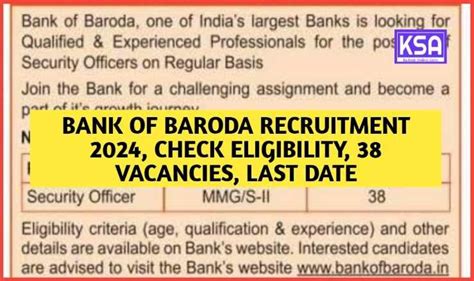 Bank Of Baroda 2024 Recruitment Eligibility 38 Vacancies Available