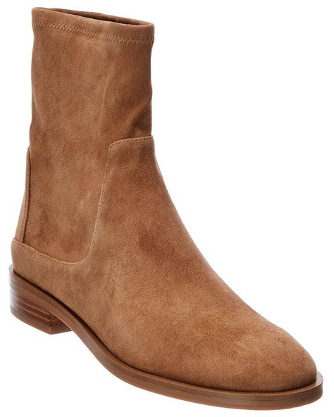 Stuart Weitzman Kye Suede Sock Bootie In Brown Lyst