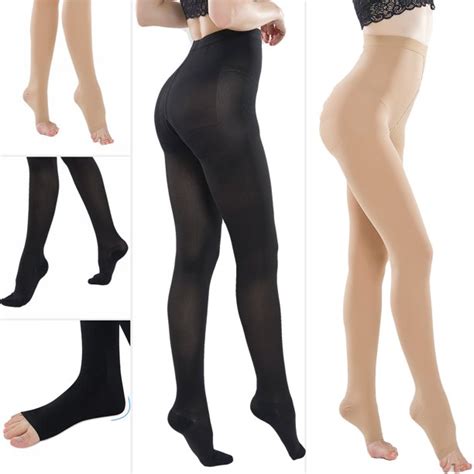 S Xxl Women Medical Compression Stockings Pantyhose Waist High Support Soft Feel 20 30 Mmhg