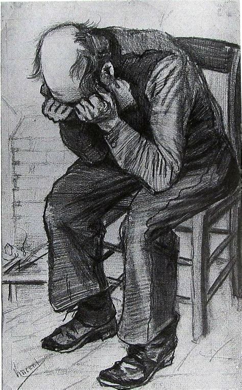 Old Man With His Head In His Hands Vincent Van Gogh Pencil On