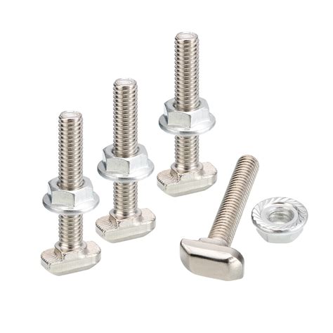 Uxcell M6x35mm T Slot Drop In Bolt And M6 Hexagon Flange Nut Set 8