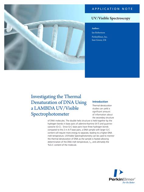 Investigating The Thermal Denaturation Of DNA PDF