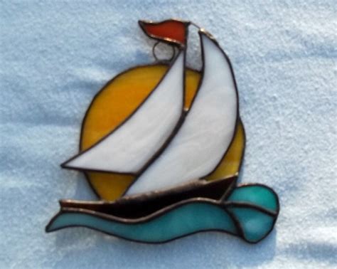 Sailboat Stained Glass Suncatcher Boat Sailing Into The Sun