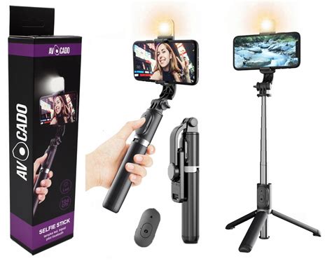 KIJEK DO SELFIE STICK AVOCADO TRIPOD STATYW Z PILOTEM LED BLUETOOTH 360