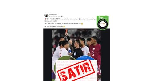 Cek Fakta Satir FIFA Batalkan Kemenangan Qatar Atas Timnas Indonesia