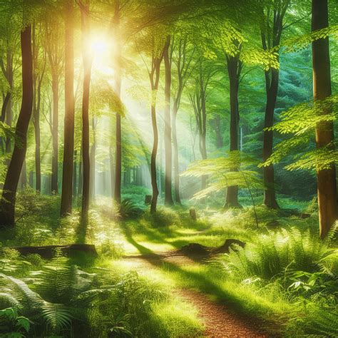 Green Woods And Sun Light Background, Sunlight, Foliage, Trees ...