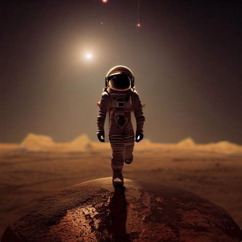 A Epic 3d Photo Of A Human Astronaut Wearing A Black Midjourney