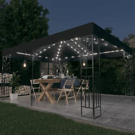 Zerodis Tonnelle Avec Double Toit Et Lumi Res Led X M Anthracite