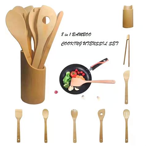 8 In 1 Eco Friendly Bamboo Kitchen Utensil Set Tool Kitchenware Bamboo