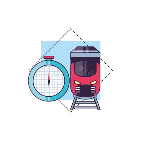 Compass Guide Device With Train Stock Illustration Illustration Of