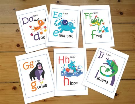 Animal Alphabet Flashcards, Digital Download Illustrated Home Learning ...