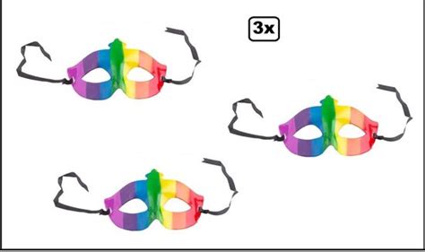 3x Luxe Oogmasker Rainbow Regenboog Thema Feest Party Festival